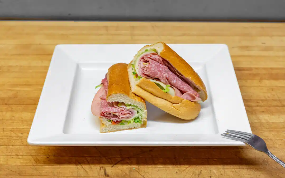 Italian sandwich with meats and lettuce