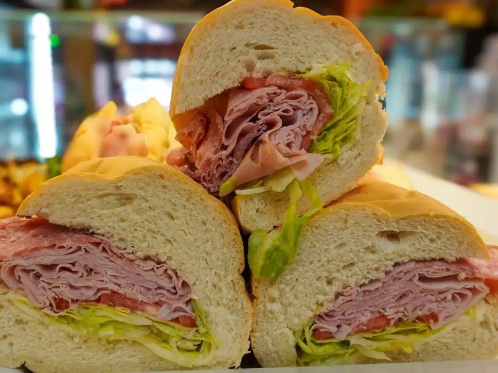Classic Italian cold cut sandwich with ham, mortadella, salami, soppressata