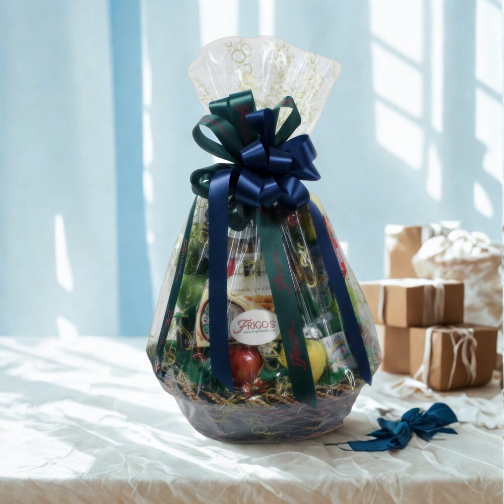 Fruit Gourmet Gift Basket Fruit Gourmet Gift Basket balanced with sweet fresh-fruit inspired treats and savory imports in a hand-woven basket